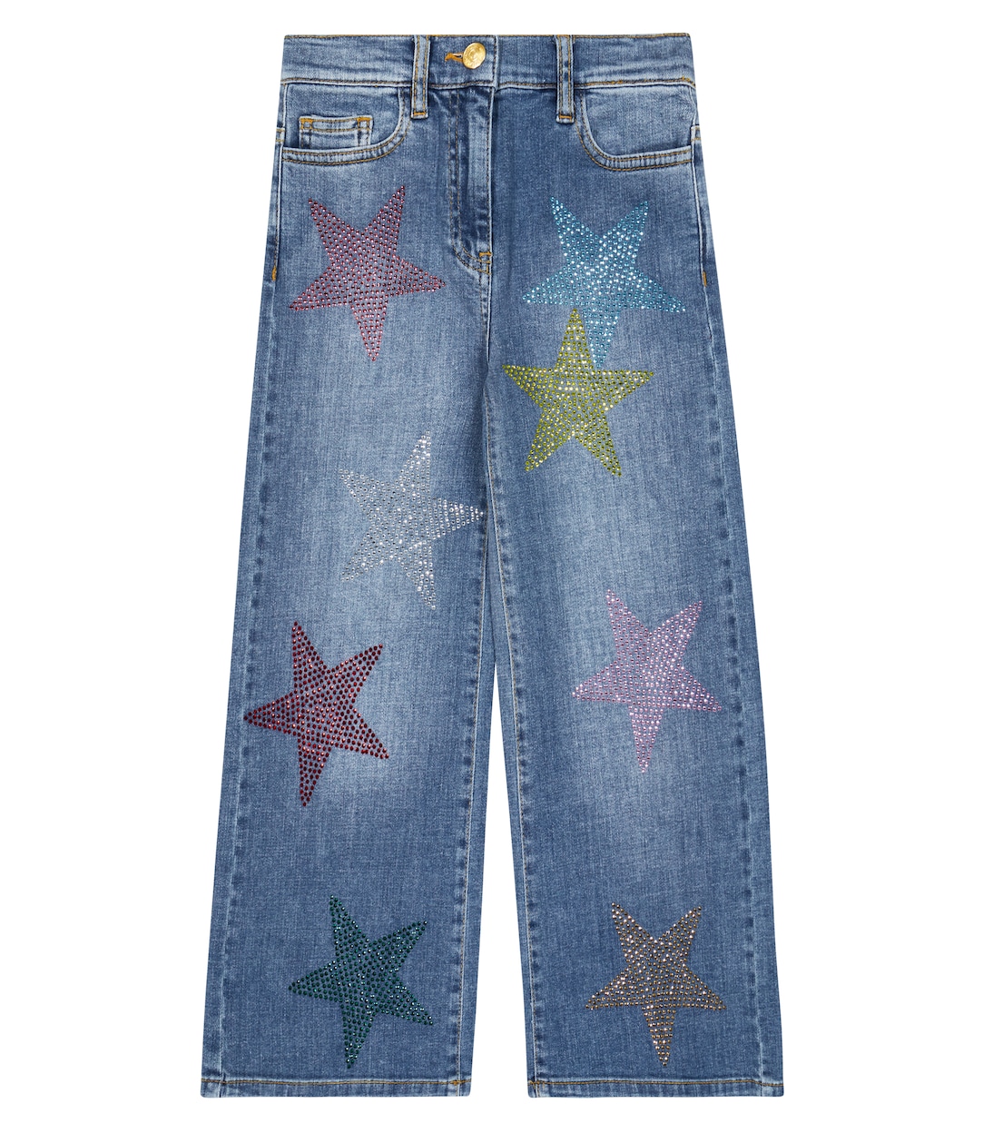 Embellished wide-leg jeans | Monnalisa