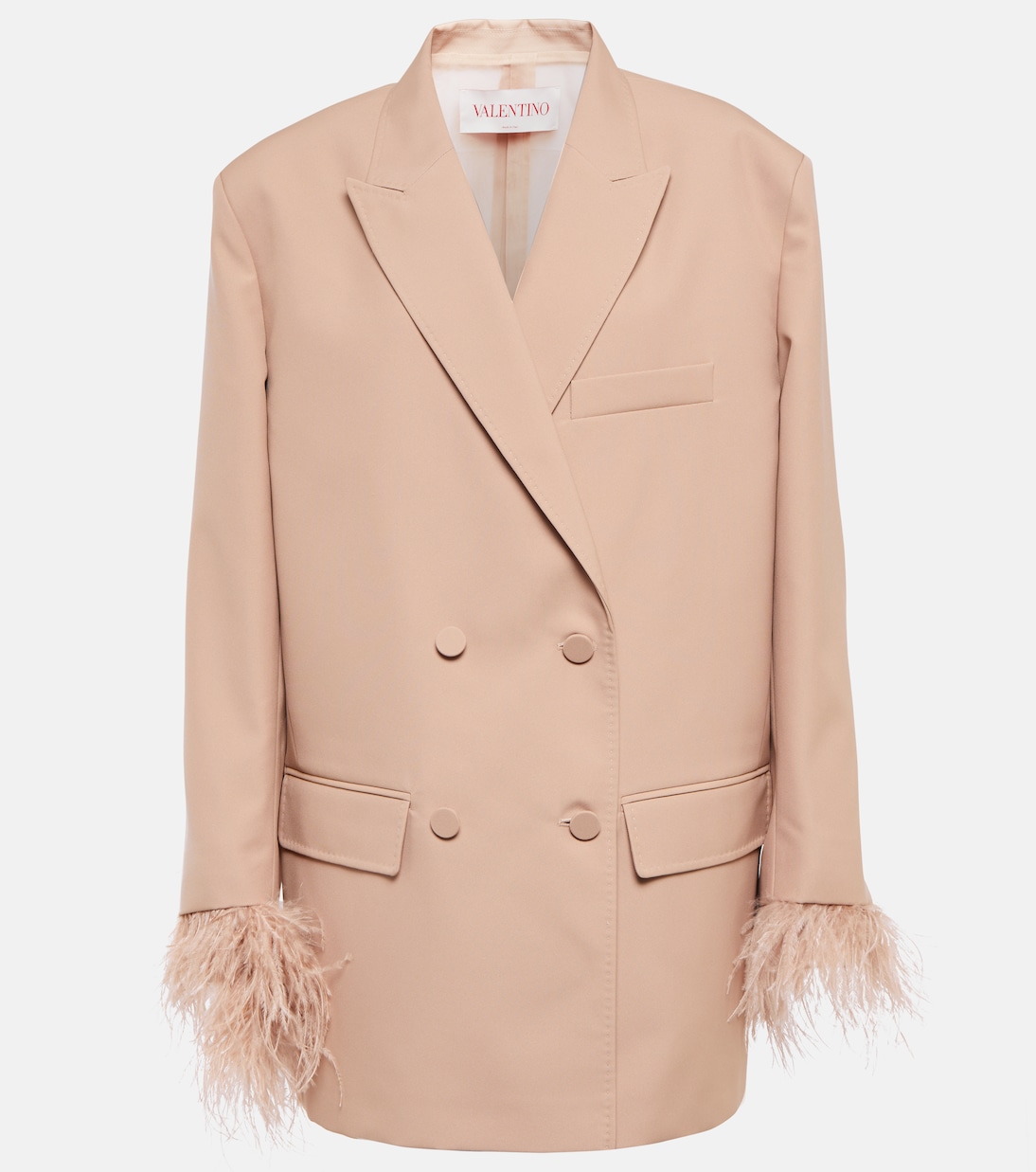 Blazer doppiopetto con piume | Valentino