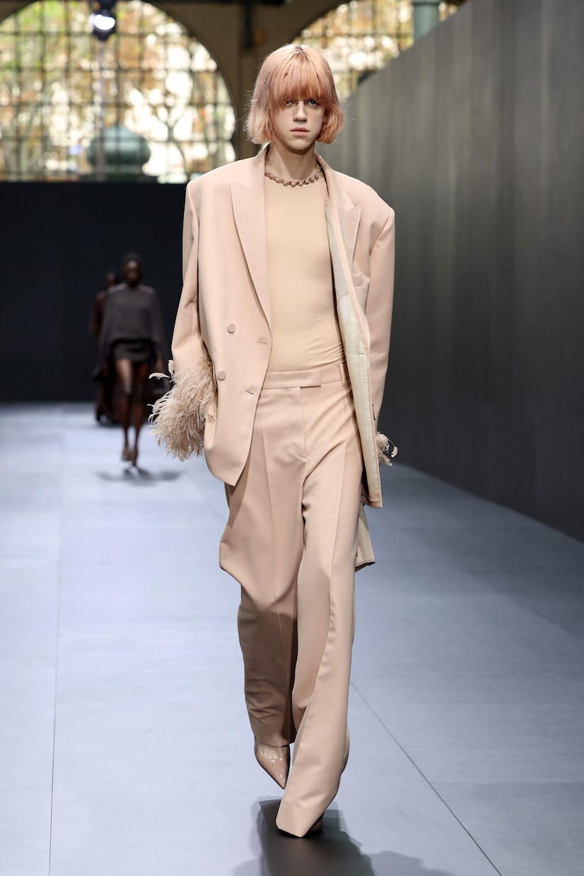 Blazer doppiopetto con piume | Valentino