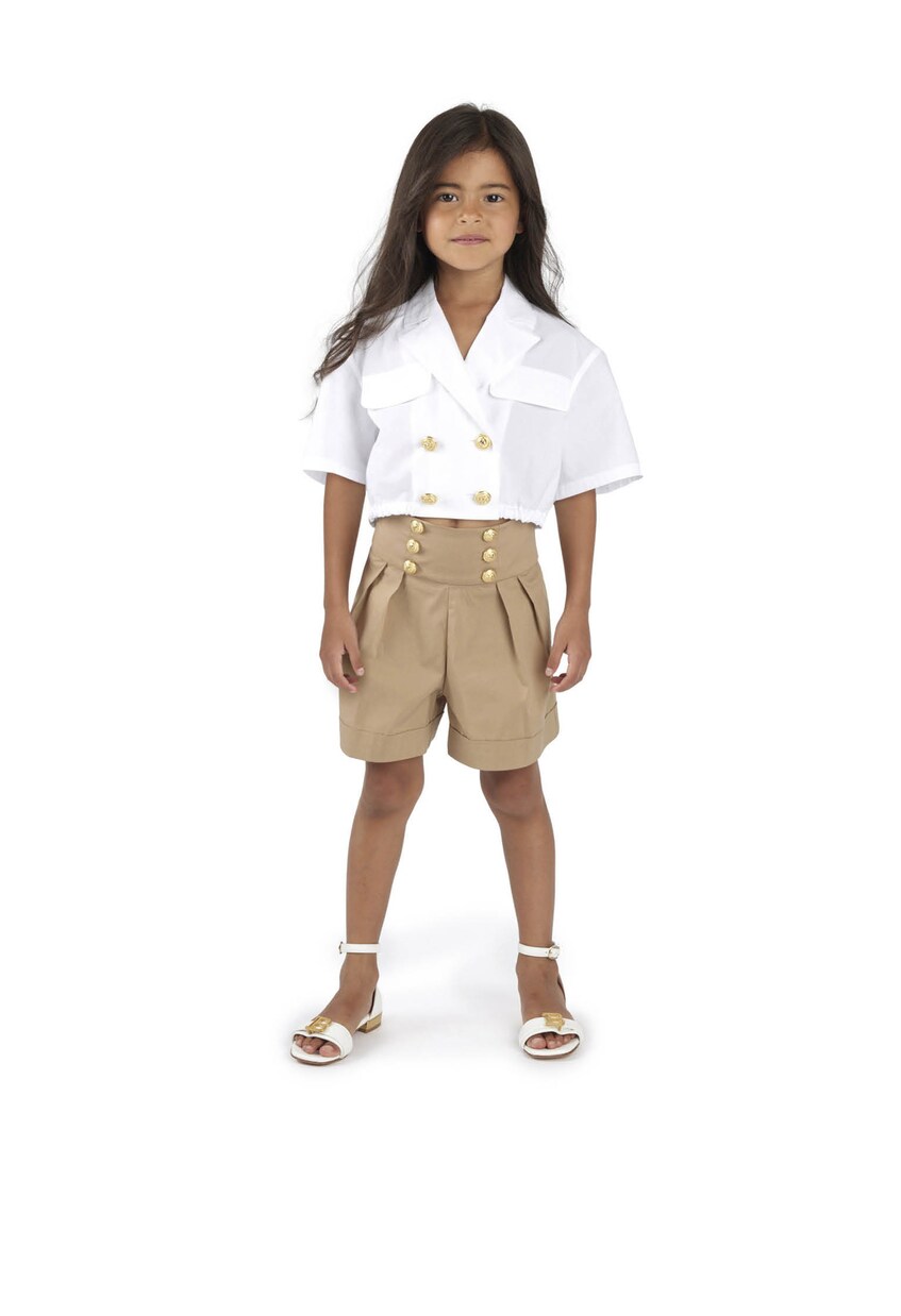 Shorts en mezcla de algodón adornados | Balmain Kids