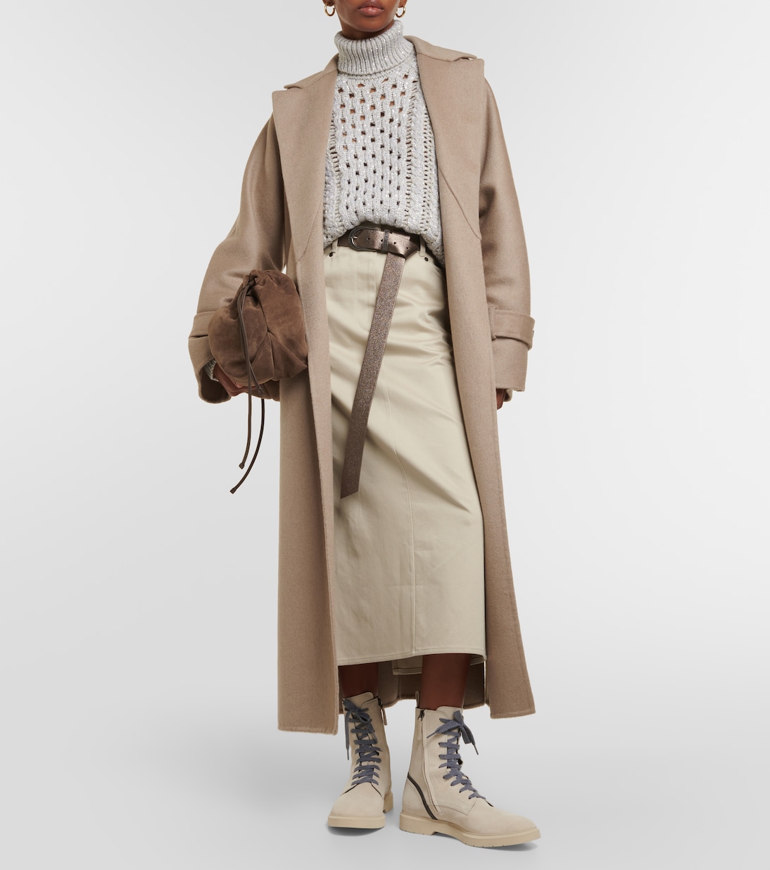 Falda midi en denim | Brunello Cucinelli