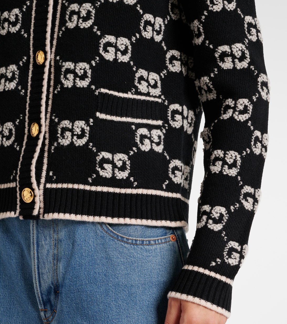 Chaqueta de punto Jacquard GG en lana bouclé para jóvenes