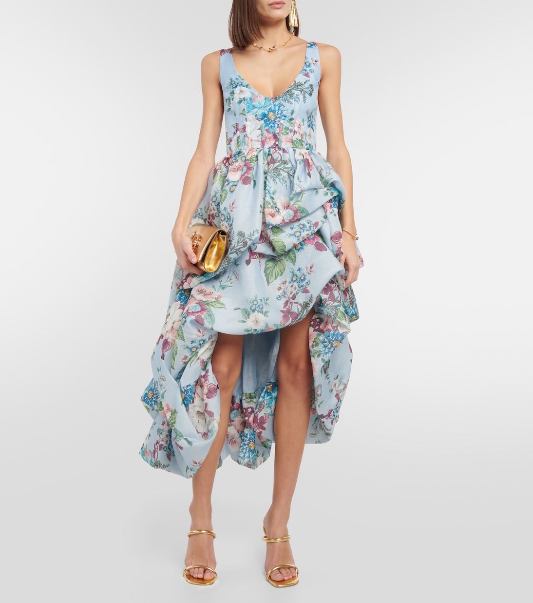 Matchmaker floral linen and silk midi dress | Zimmermann
