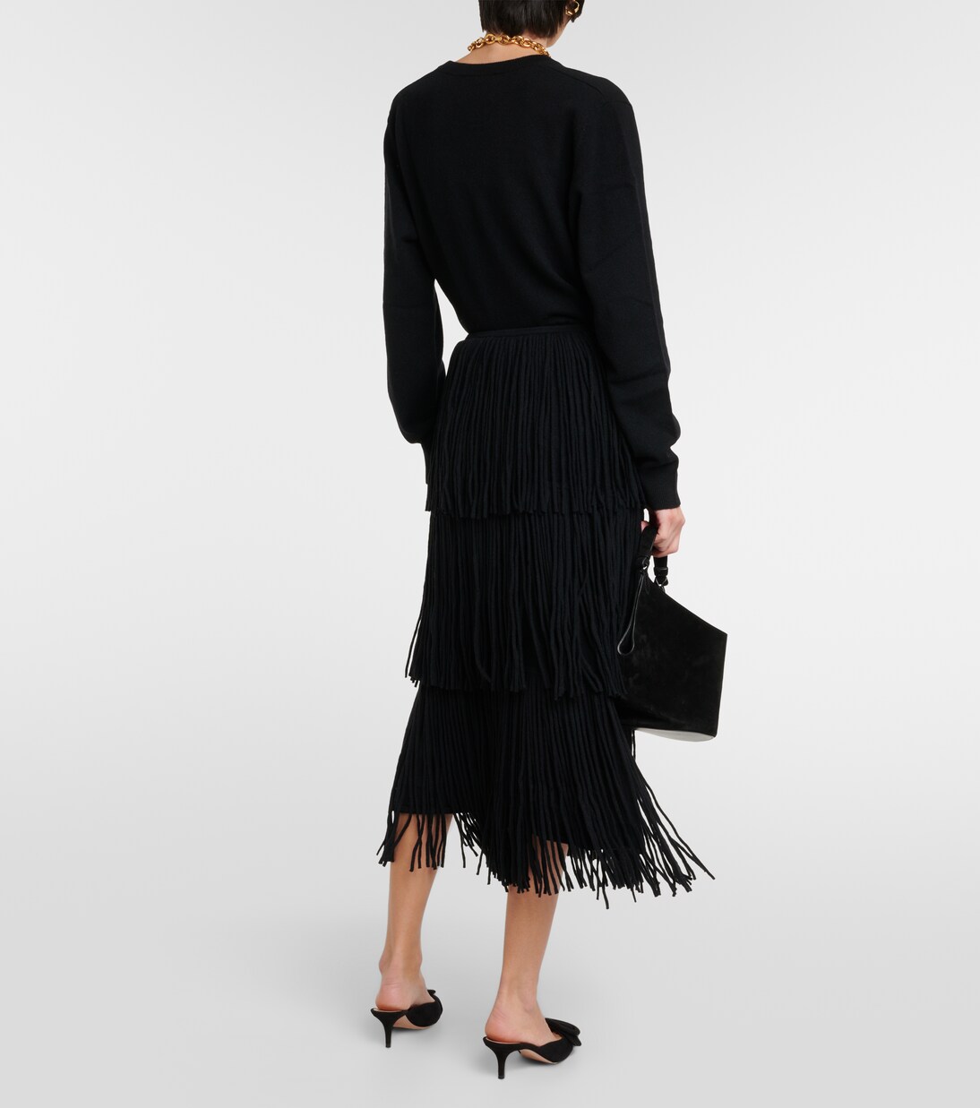 Isa fringed cashmere midi skirt | Lisa Yang