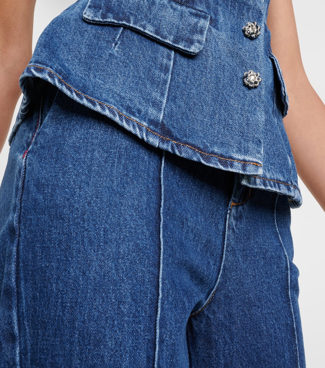 Ensemble de veste sans manches et pantalon en jean | Self-Portrait
