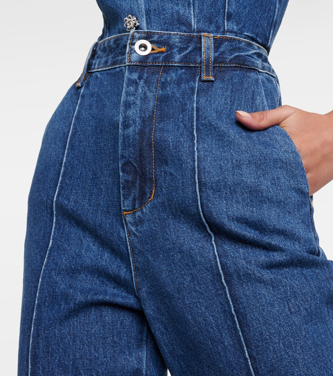Ensemble de veste sans manches et pantalon en jean | Self-Portrait