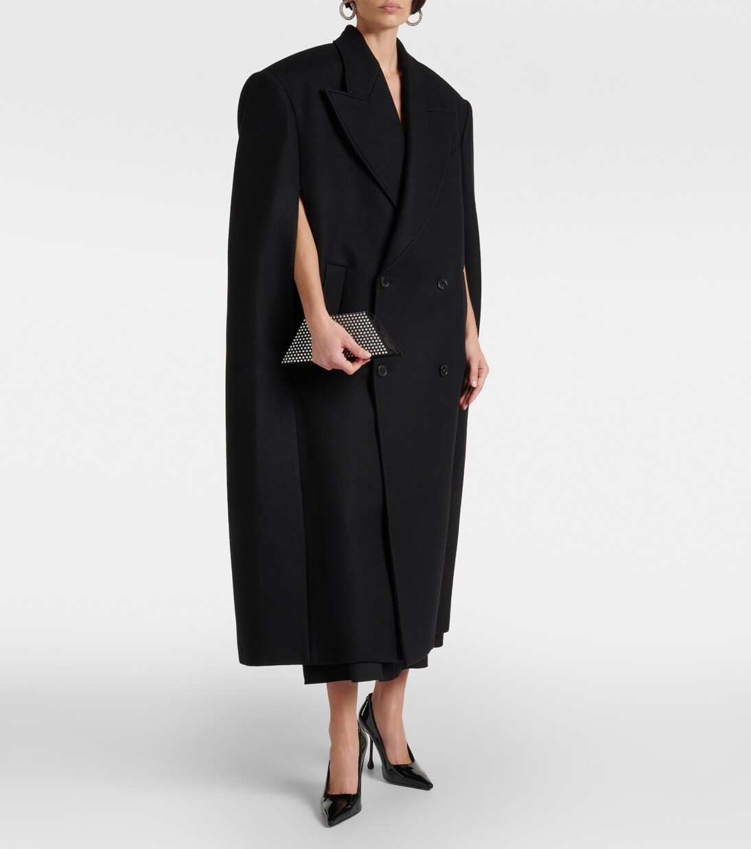 Double-breasted virgin wool cape | Wardrobe.NYC