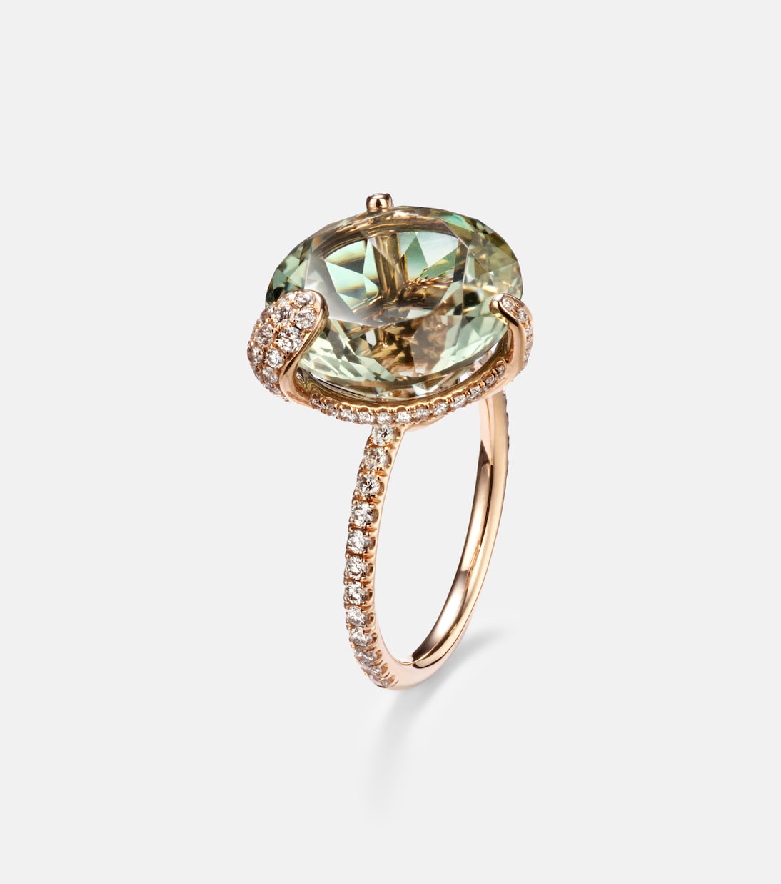 Anello Peekaboo in oro rosa 18kt con prasiolite e diamanti | Bucherer Fine Jewellery
