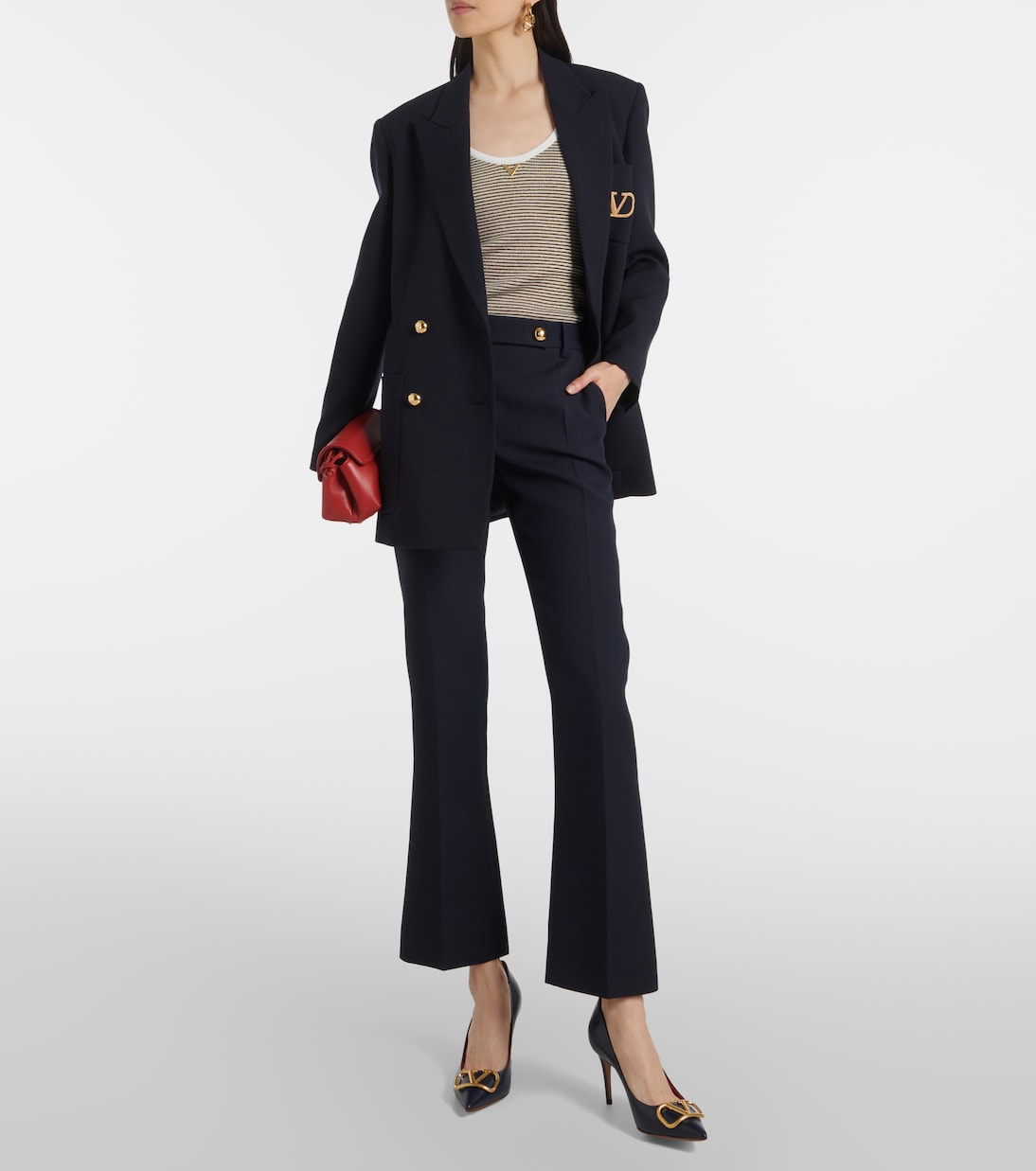 Top VGold in misto cotone a righe | Valentino