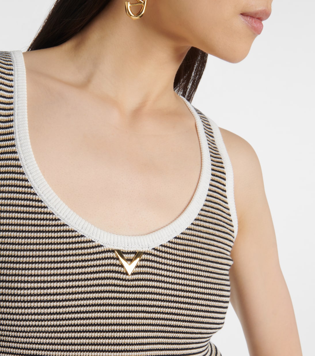 Top VGold in misto cotone a righe | Valentino