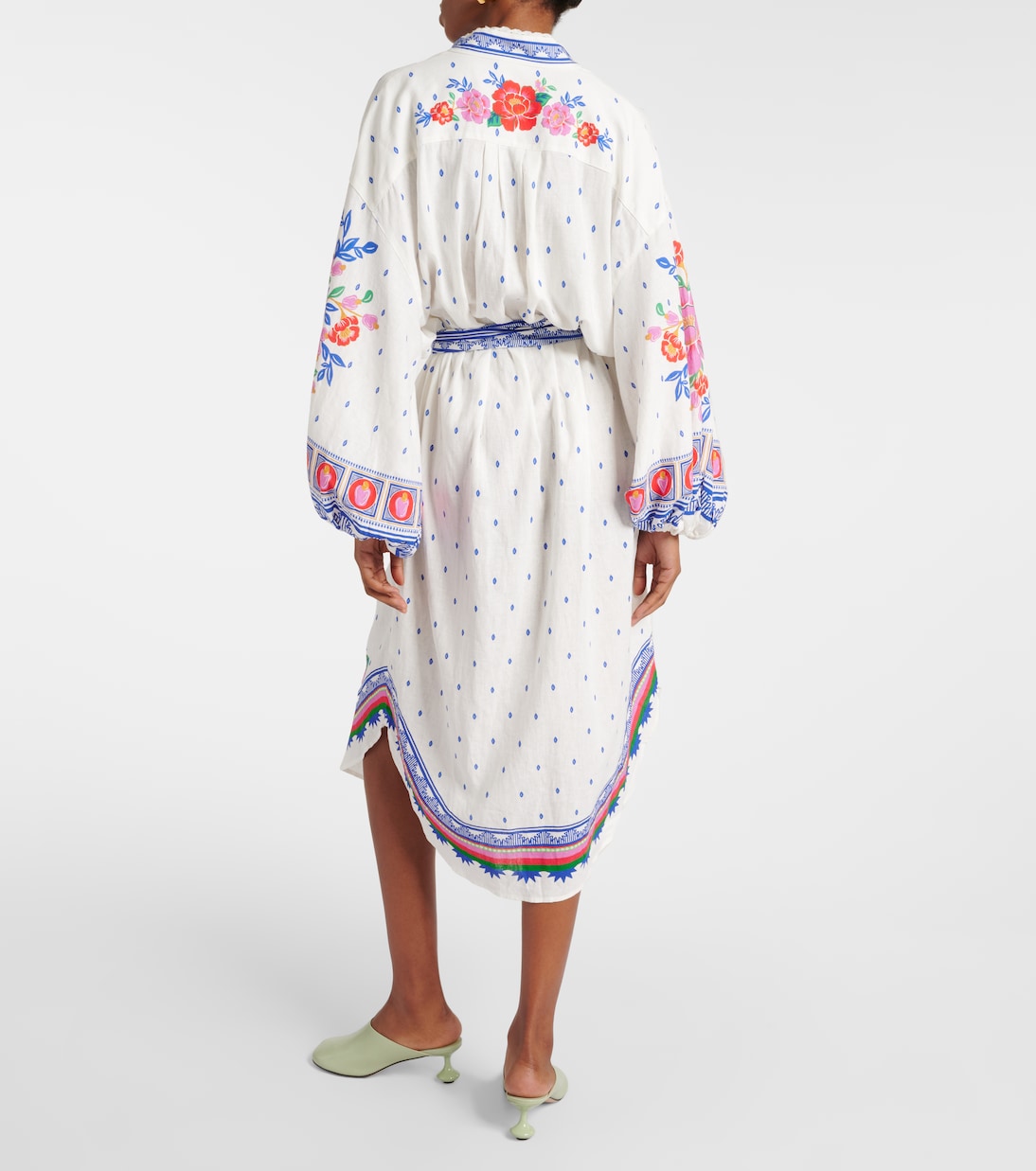 Besticktes Midikleid aus einem Leinengemisch | Farm Rio