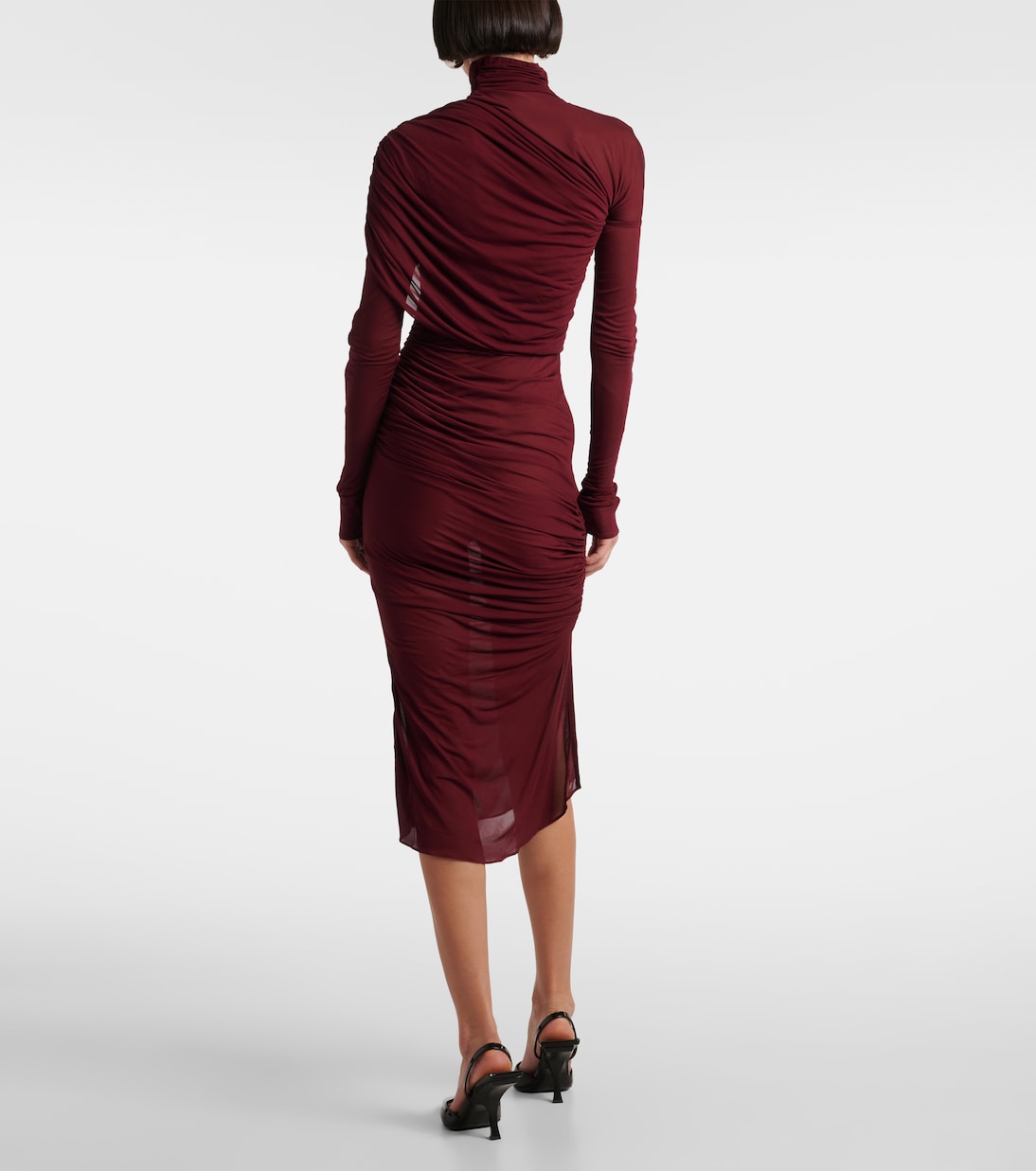 Sheer ruched midi dress | Mugler