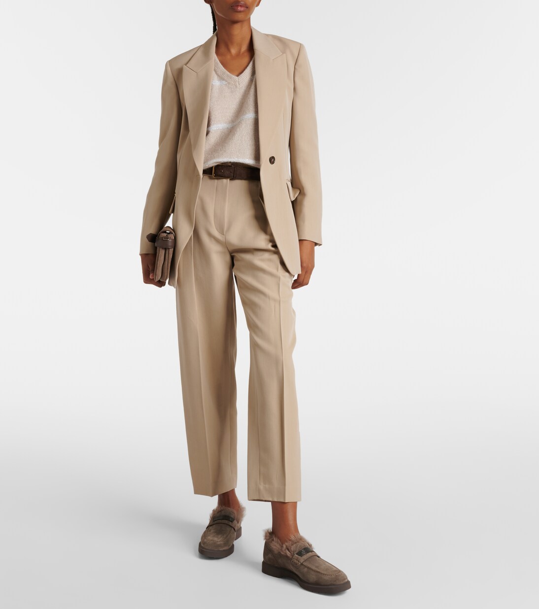 Monili shearling-lined suede loafers | Brunello Cucinelli