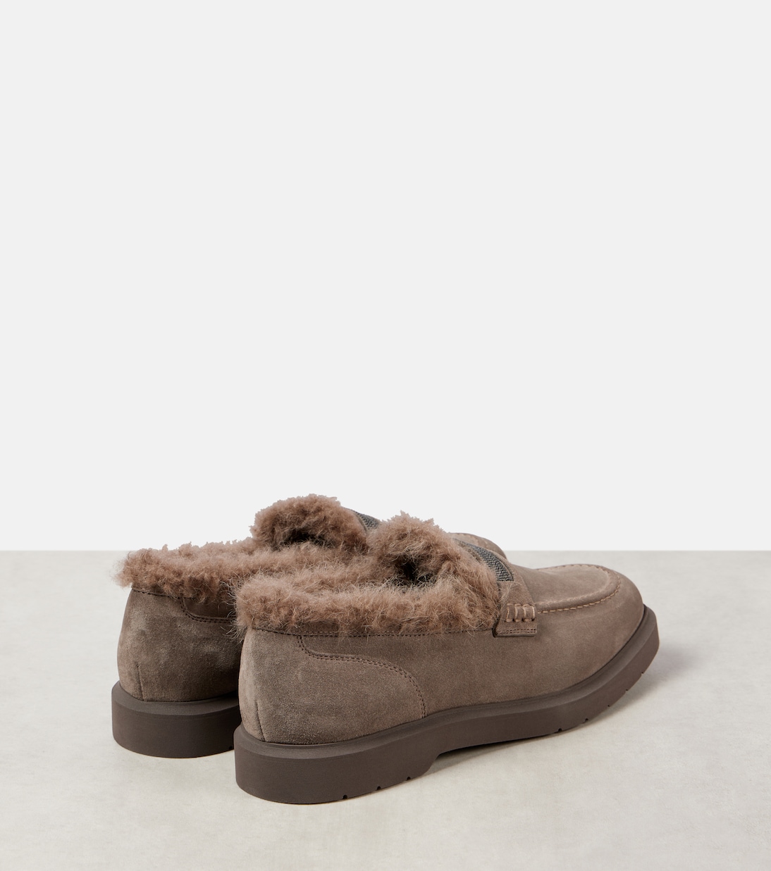 Monili shearling-lined suede loafers | Brunello Cucinelli