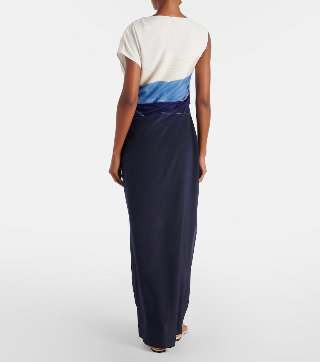 Robe longue Mariner imprimée en soie | SIR