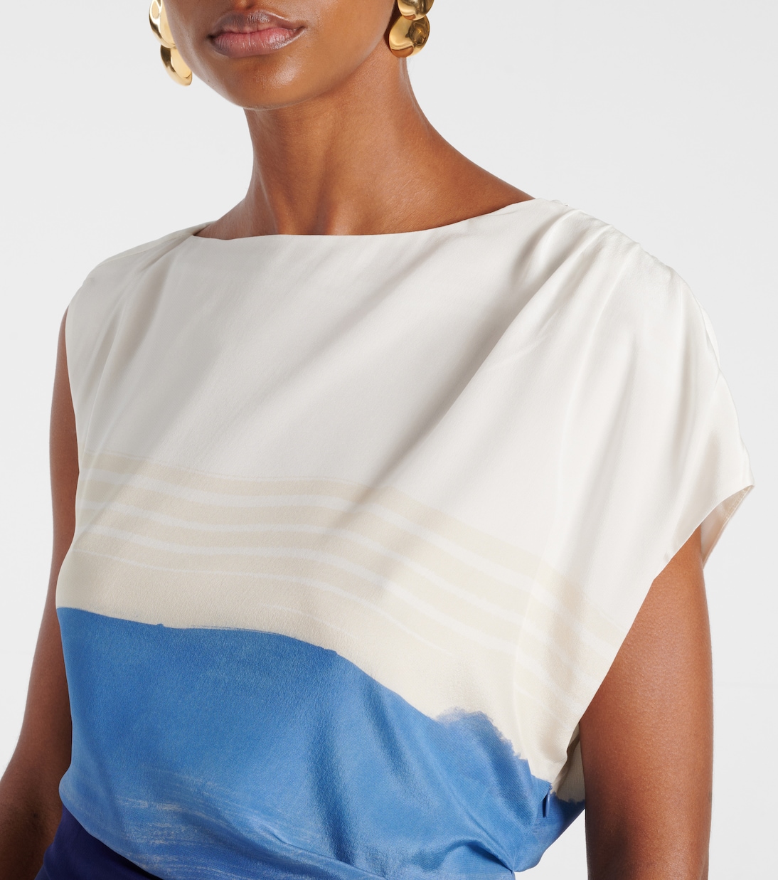 Robe longue Mariner imprimée en soie | SIR