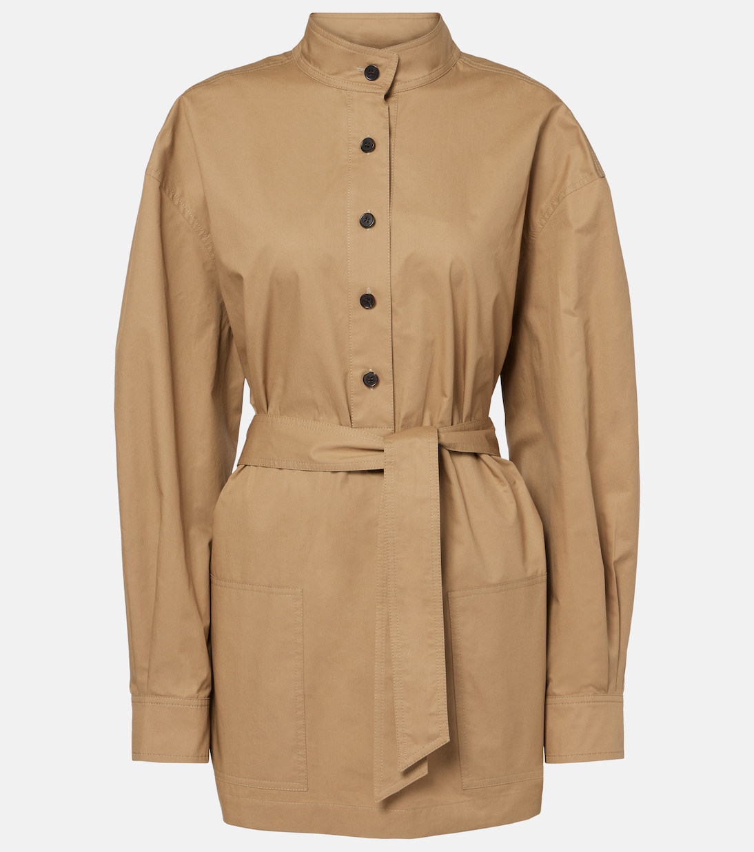 Túnica de sarga de algodón con cinturón | Saint Laurent