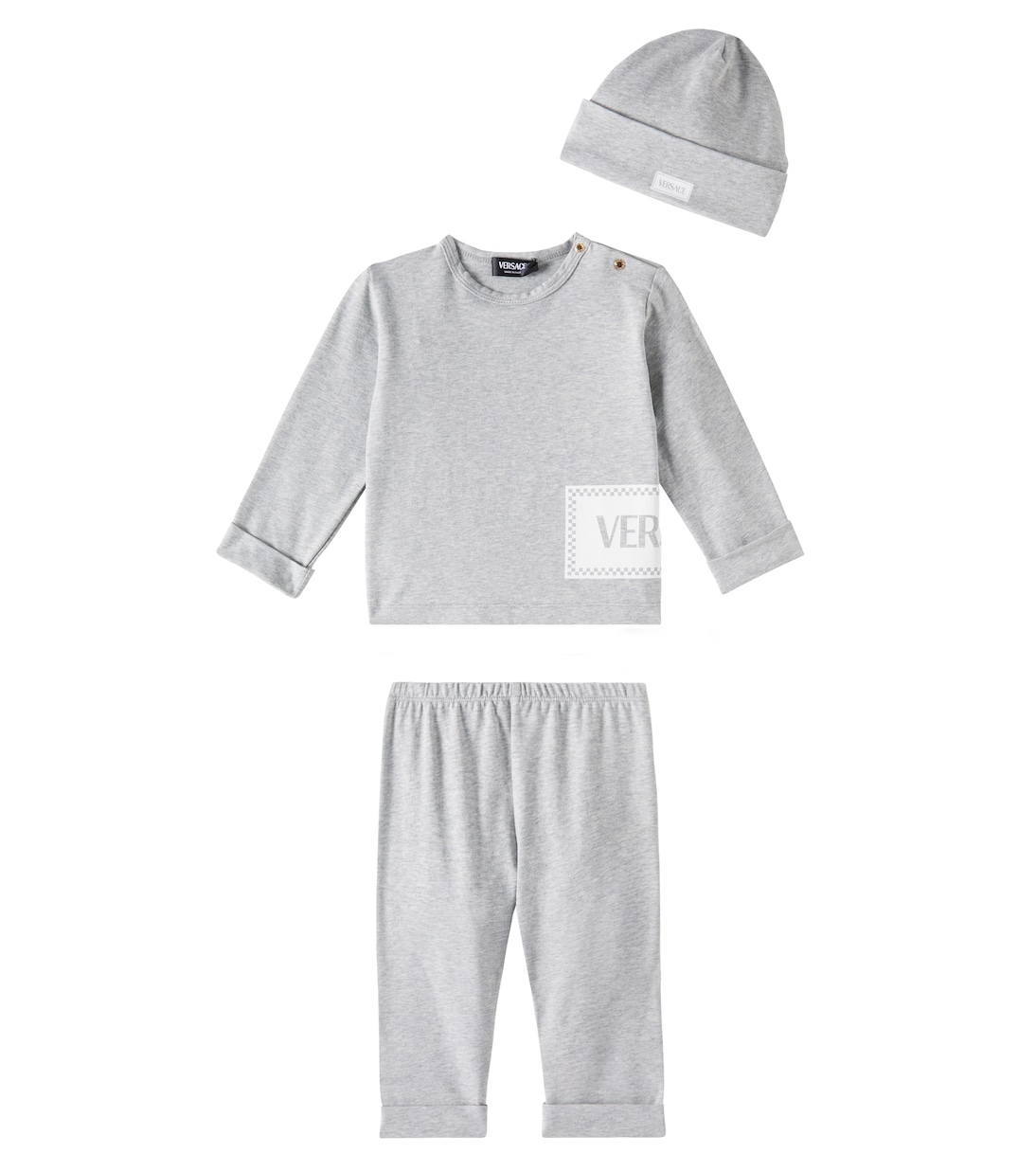 Baby jersey top, pants, and beanie set | Versace Kids