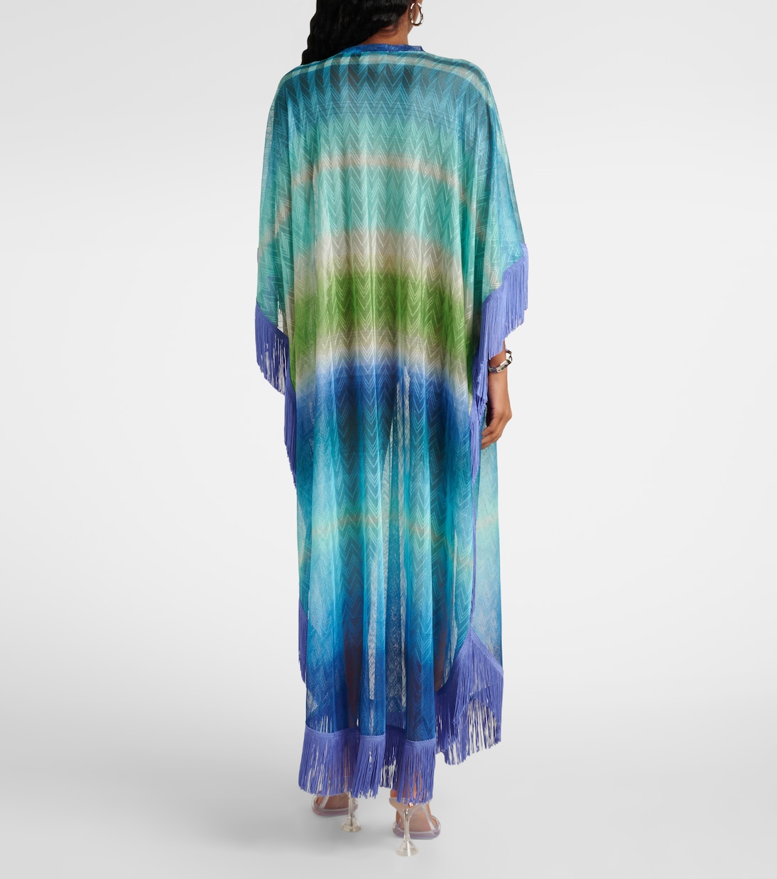 Zig Zag fringed crochet lamé kaftan | Missoni