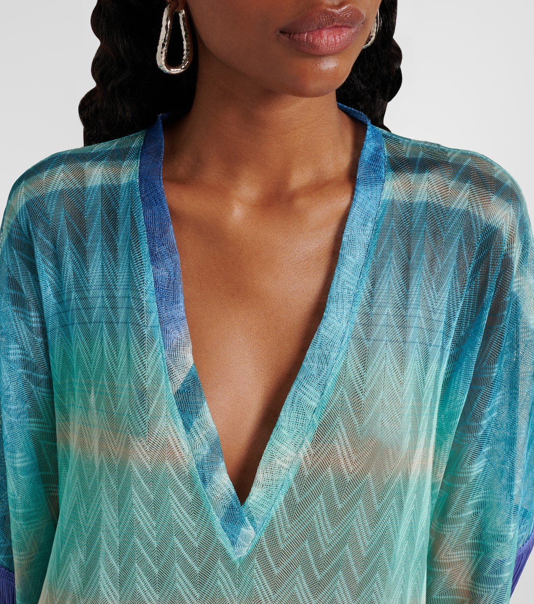 Zig Zag fringed crochet lamé kaftan | Missoni
