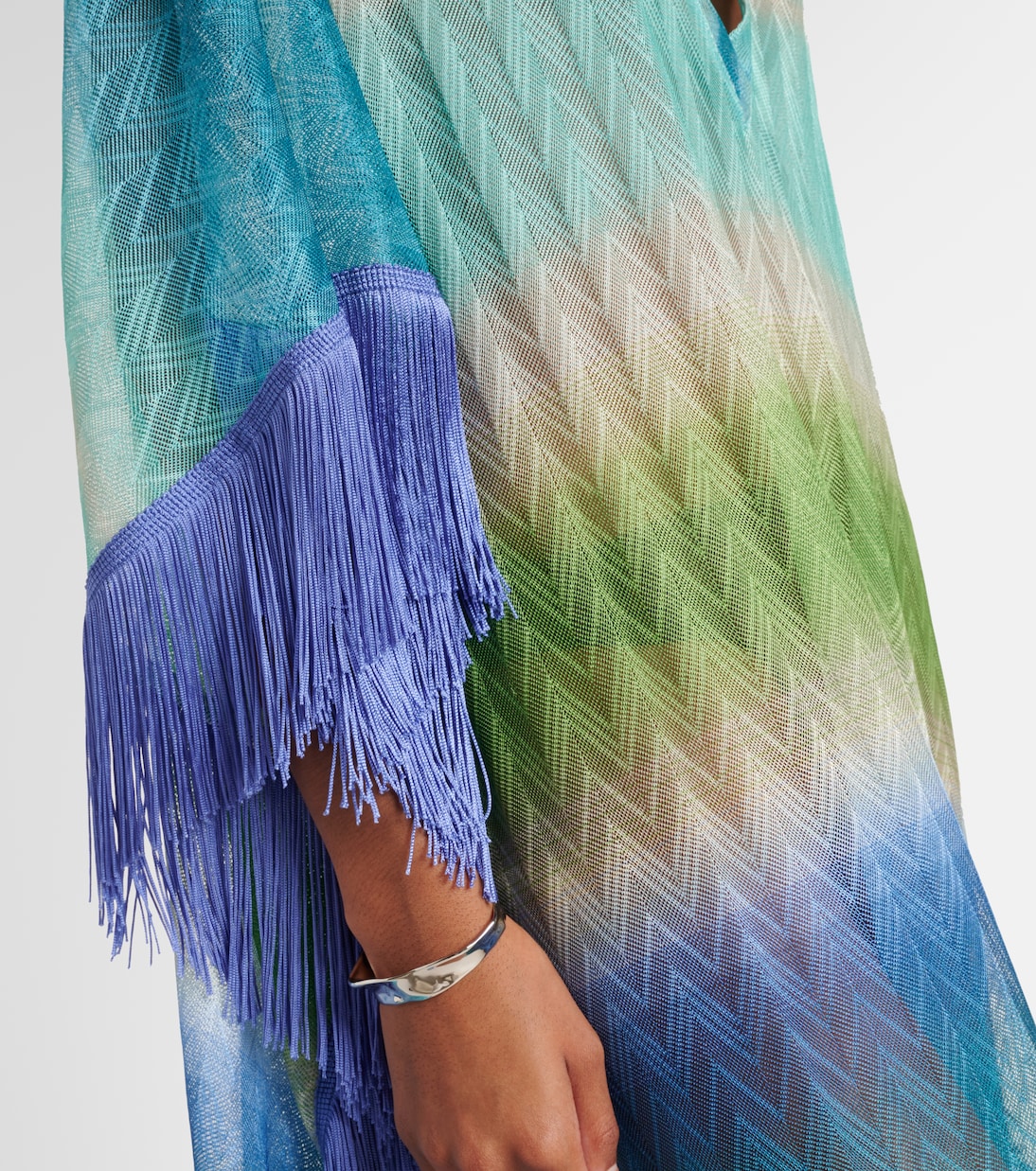 Zig Zag fringed crochet lamé kaftan | Missoni