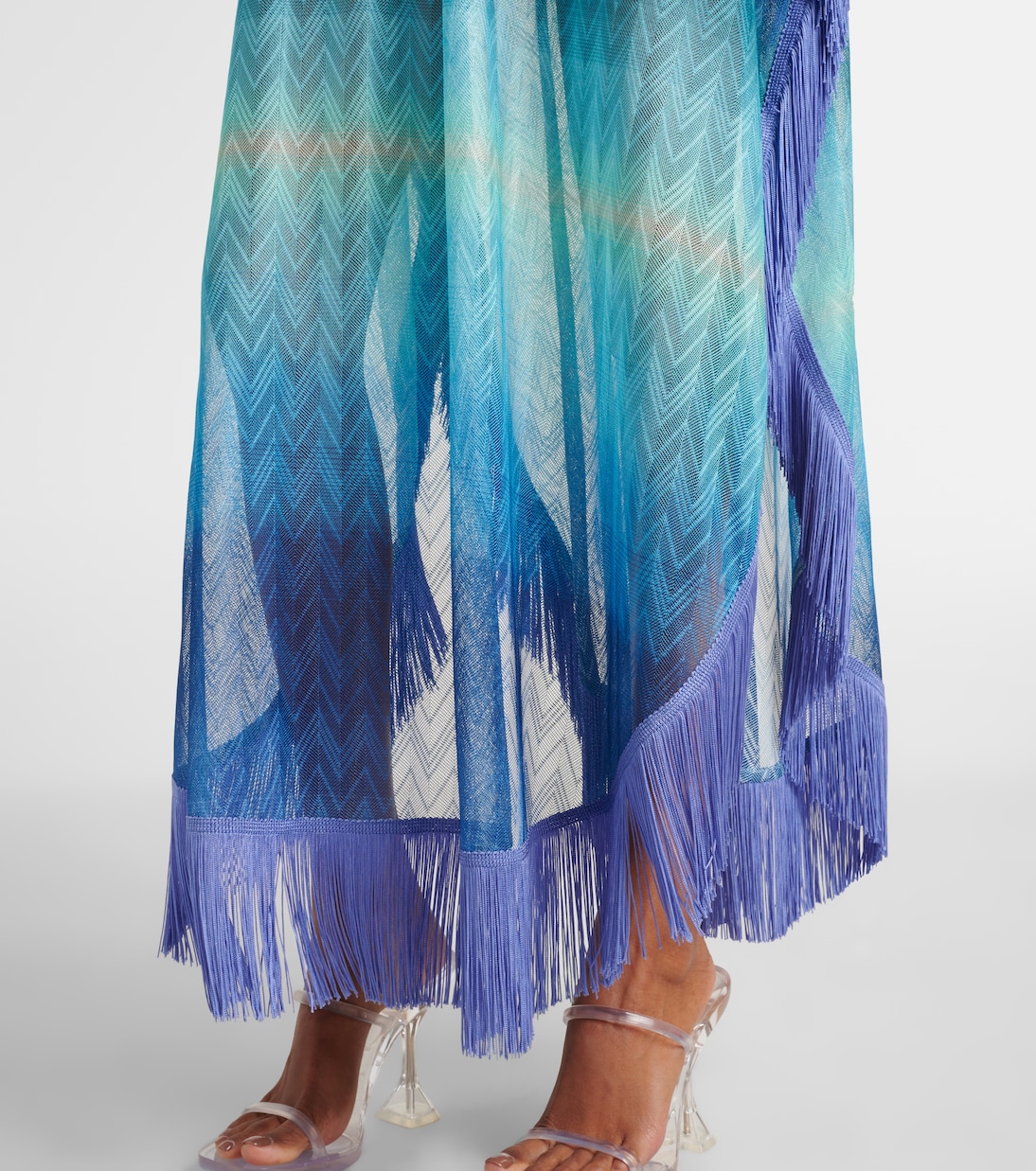 Zig Zag fringed crochet lamé kaftan | Missoni