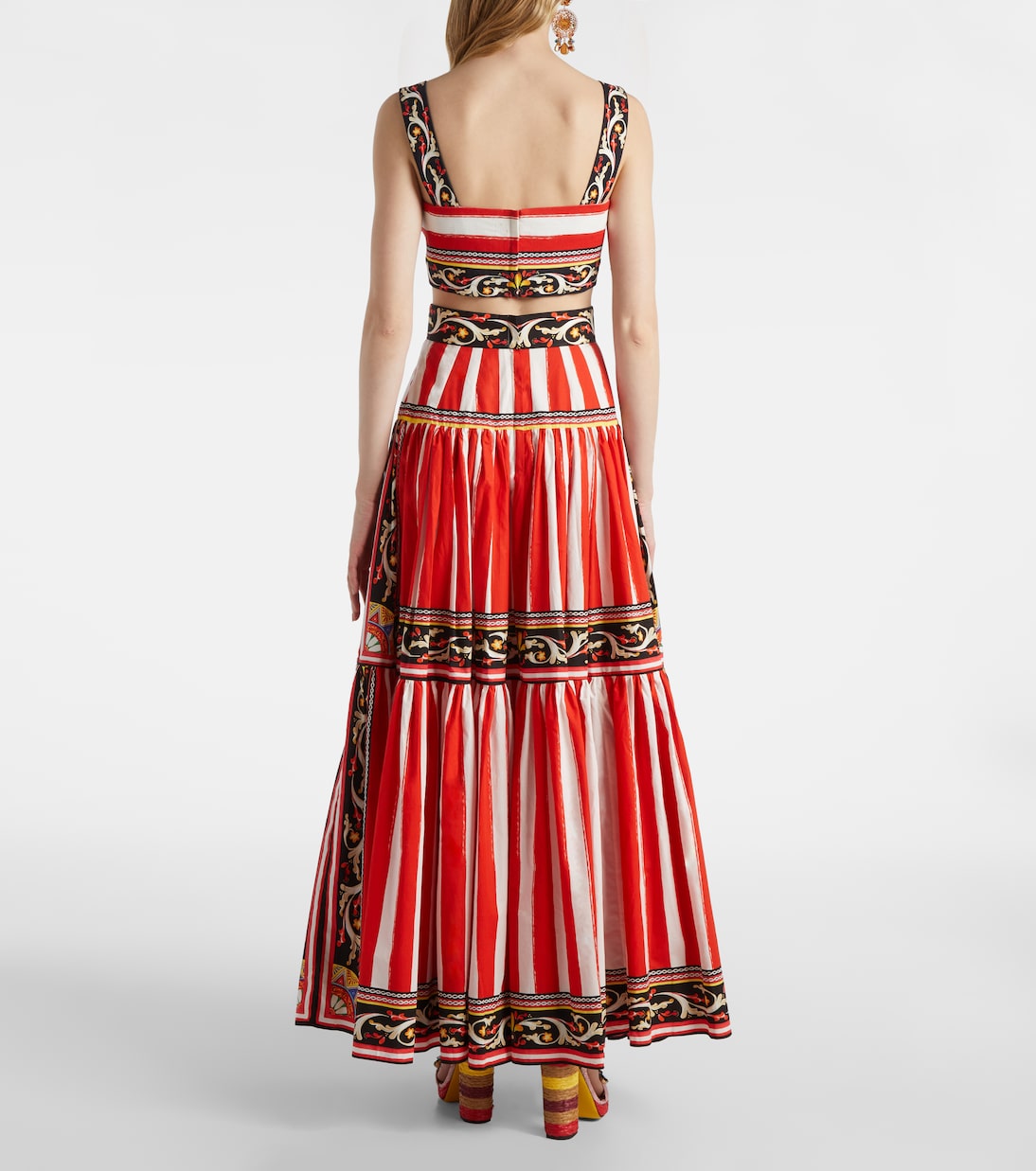 Falda larga Taormina de algodón a rayas | Dolce&Gabbana