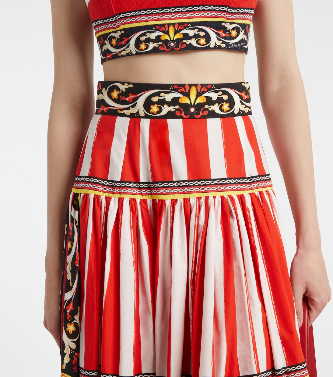 Falda larga Taormina de algodón a rayas | Dolce&Gabbana