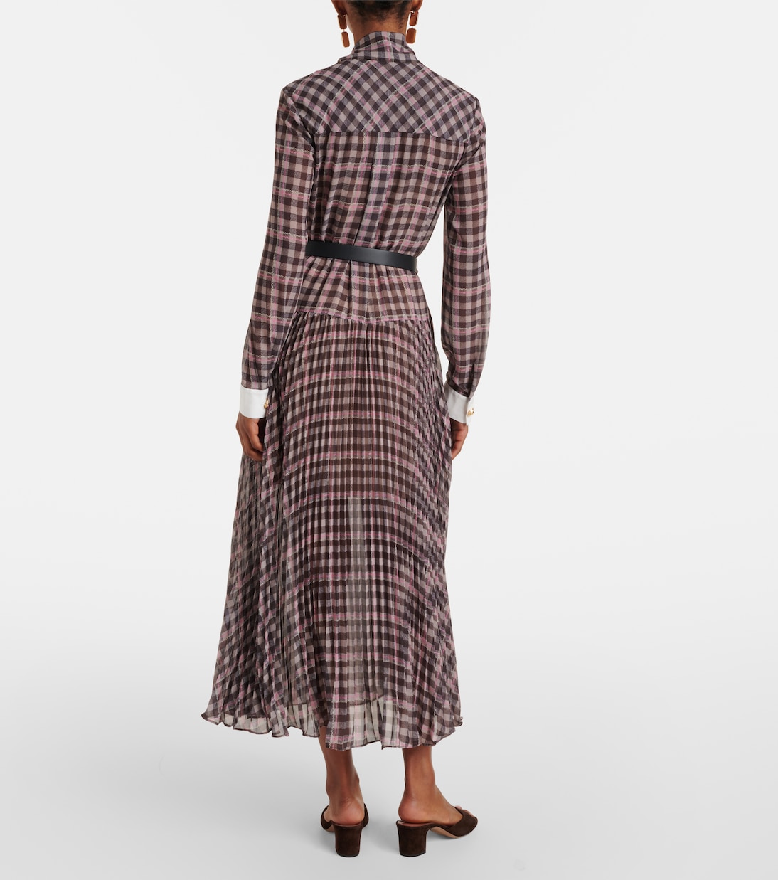 Checked chiffon midi dress | Self-Portrait