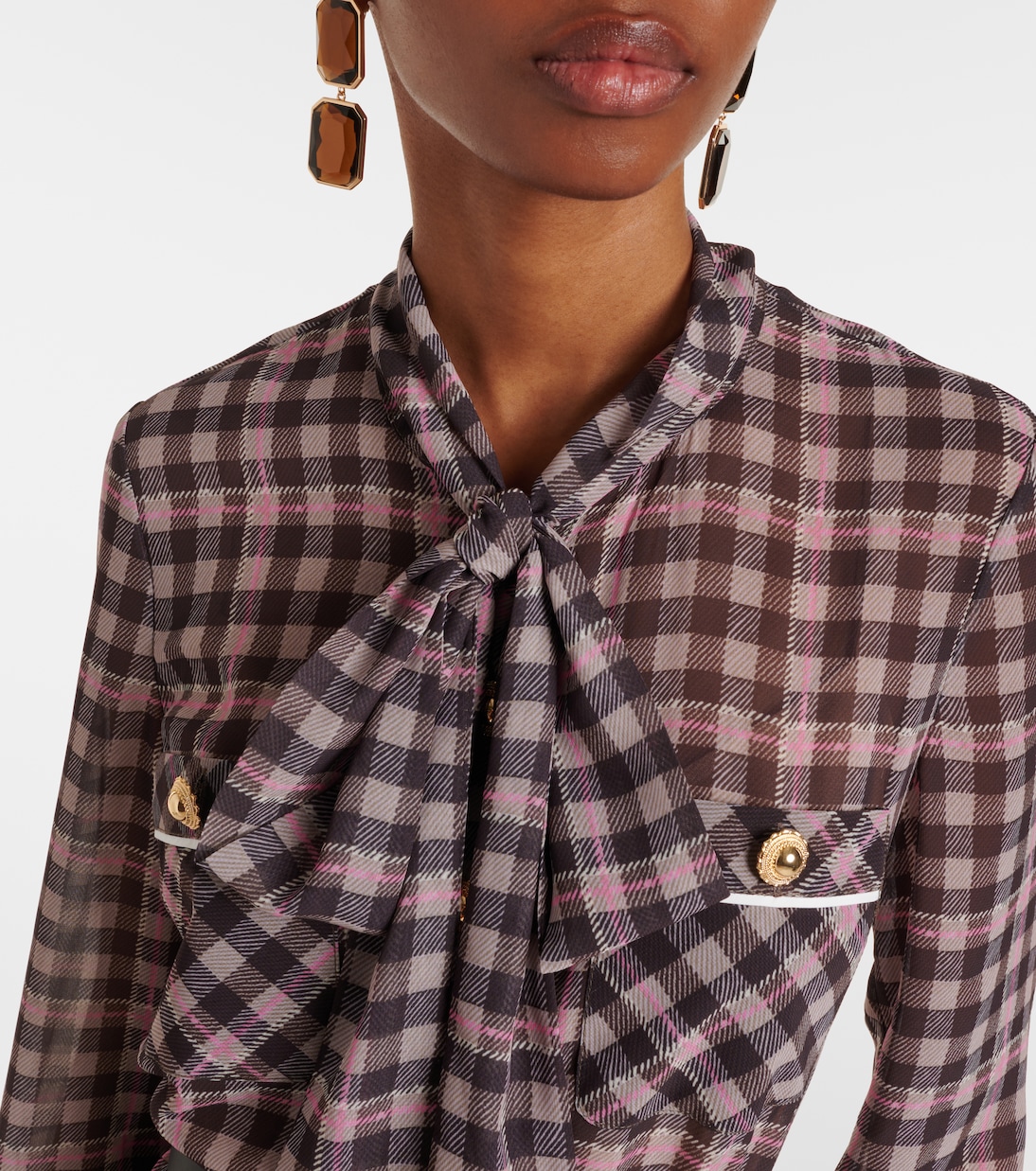 Checked chiffon midi dress | Self-Portrait