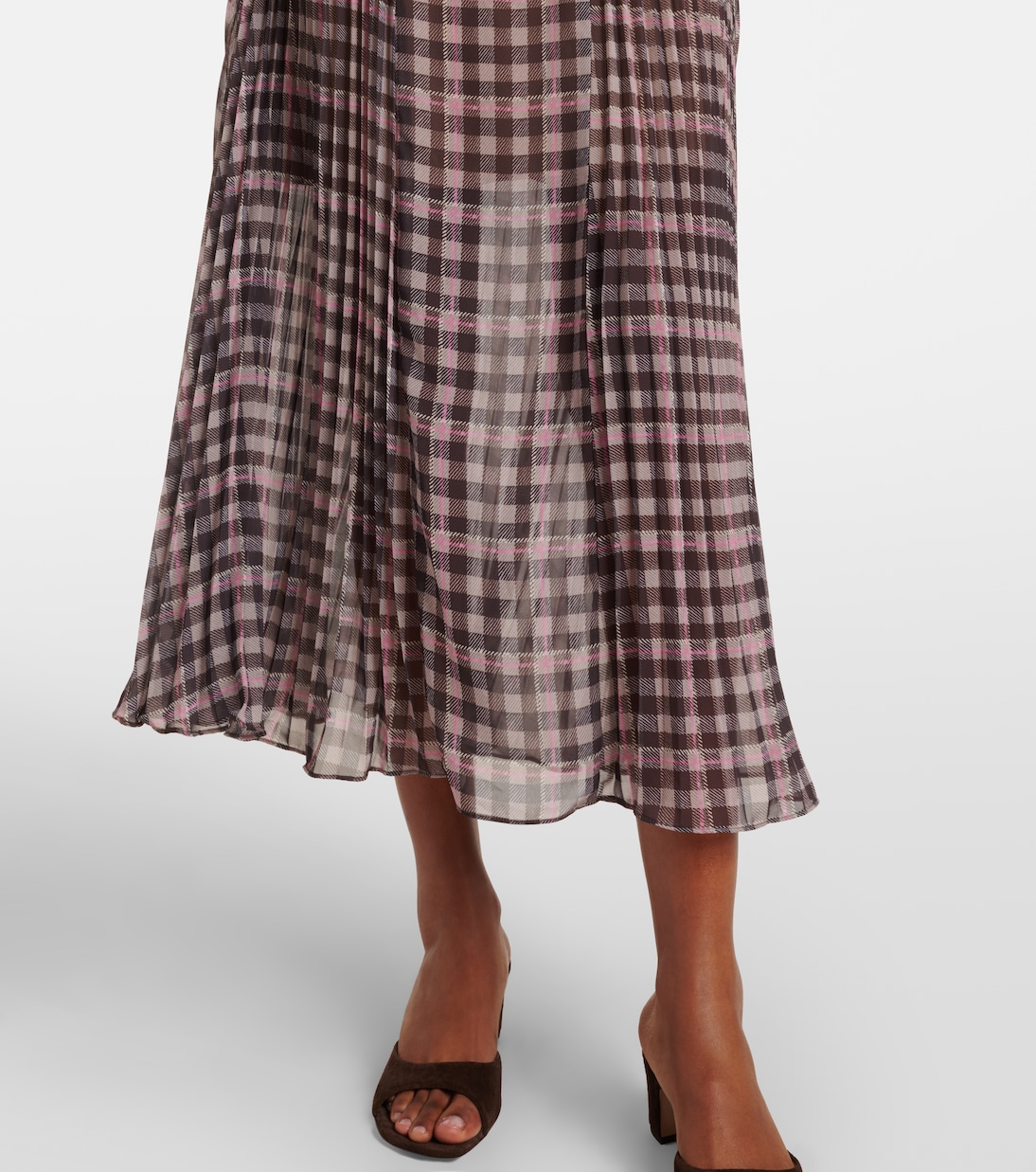 Checked chiffon midi dress | Self-Portrait
