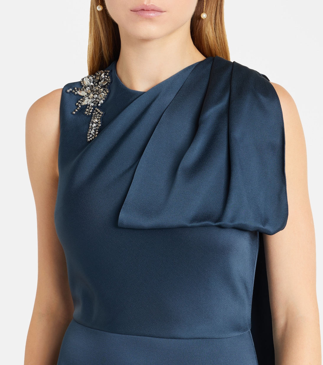 Embellished scarf-detail satin cady gown | Erdem