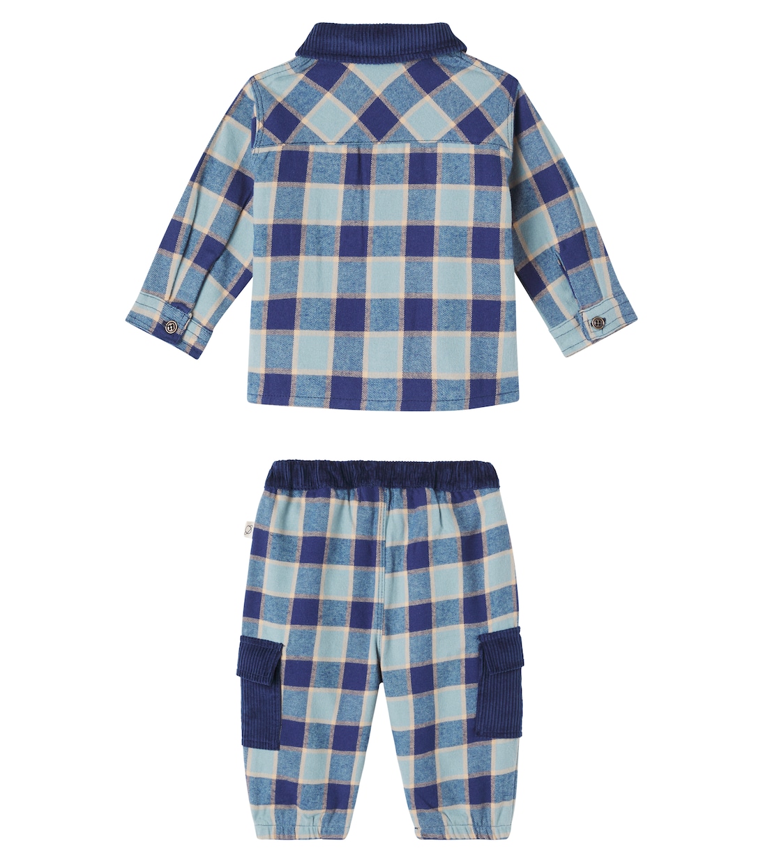 Baby checked flannel shirt and sweatpants set | Cozmo