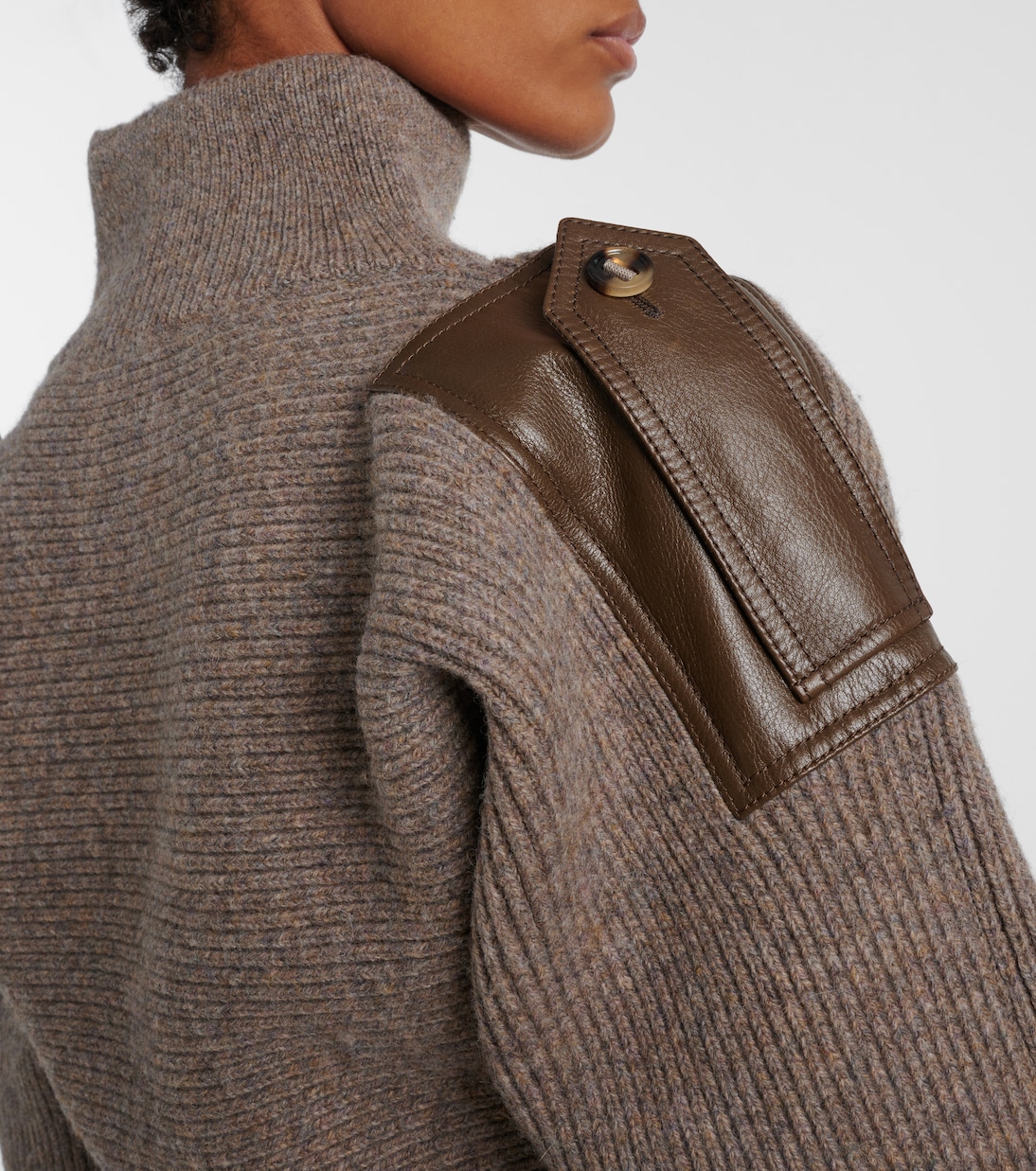 Cropped leather-trimmed wool-blend sweater | Burberry