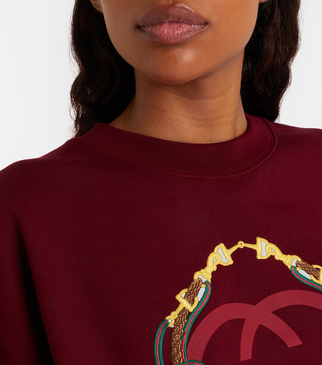 Logo embroidered cotton sweatshirt | Gucci