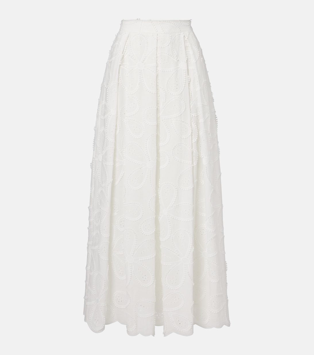 Embroidered cotton-blend midi skirt | Elie Saab