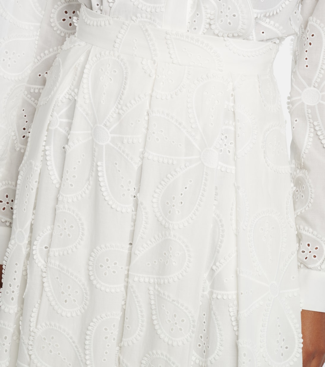 Embroidered cotton-blend midi skirt | Elie Saab