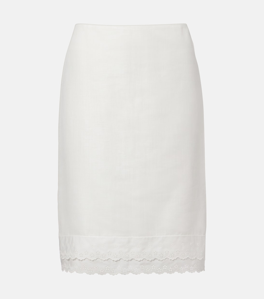 Lace-trimmed cotton and linen midi skirt | Magda Butrym