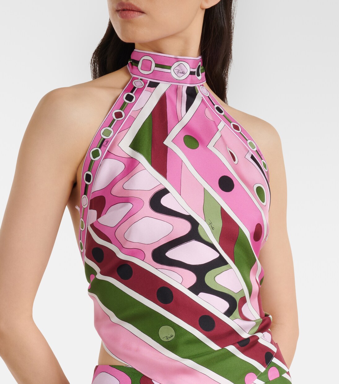 Vivara halterneck silk satin top | Pucci