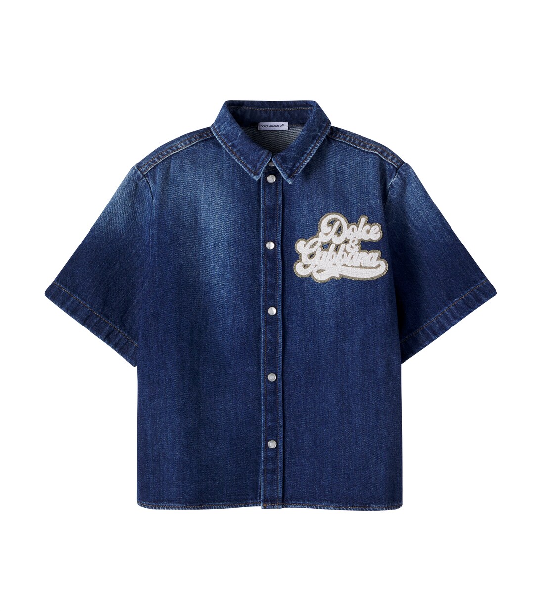 Logo appliqué denim shirt | Dolce&Gabbana Kids