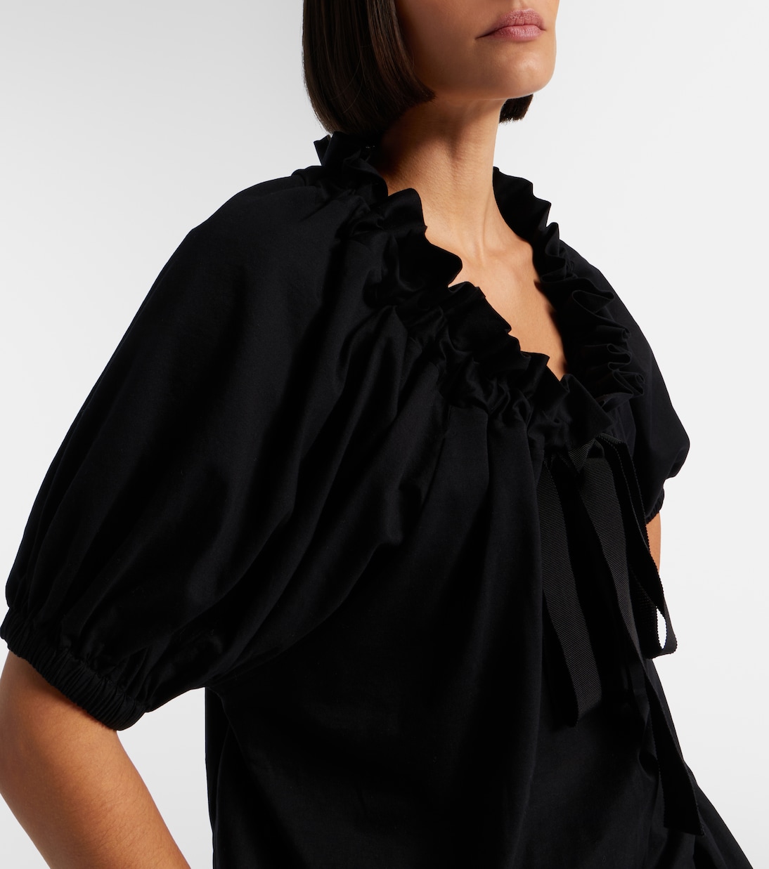 Tie-neck cotton faille minidress | Patou