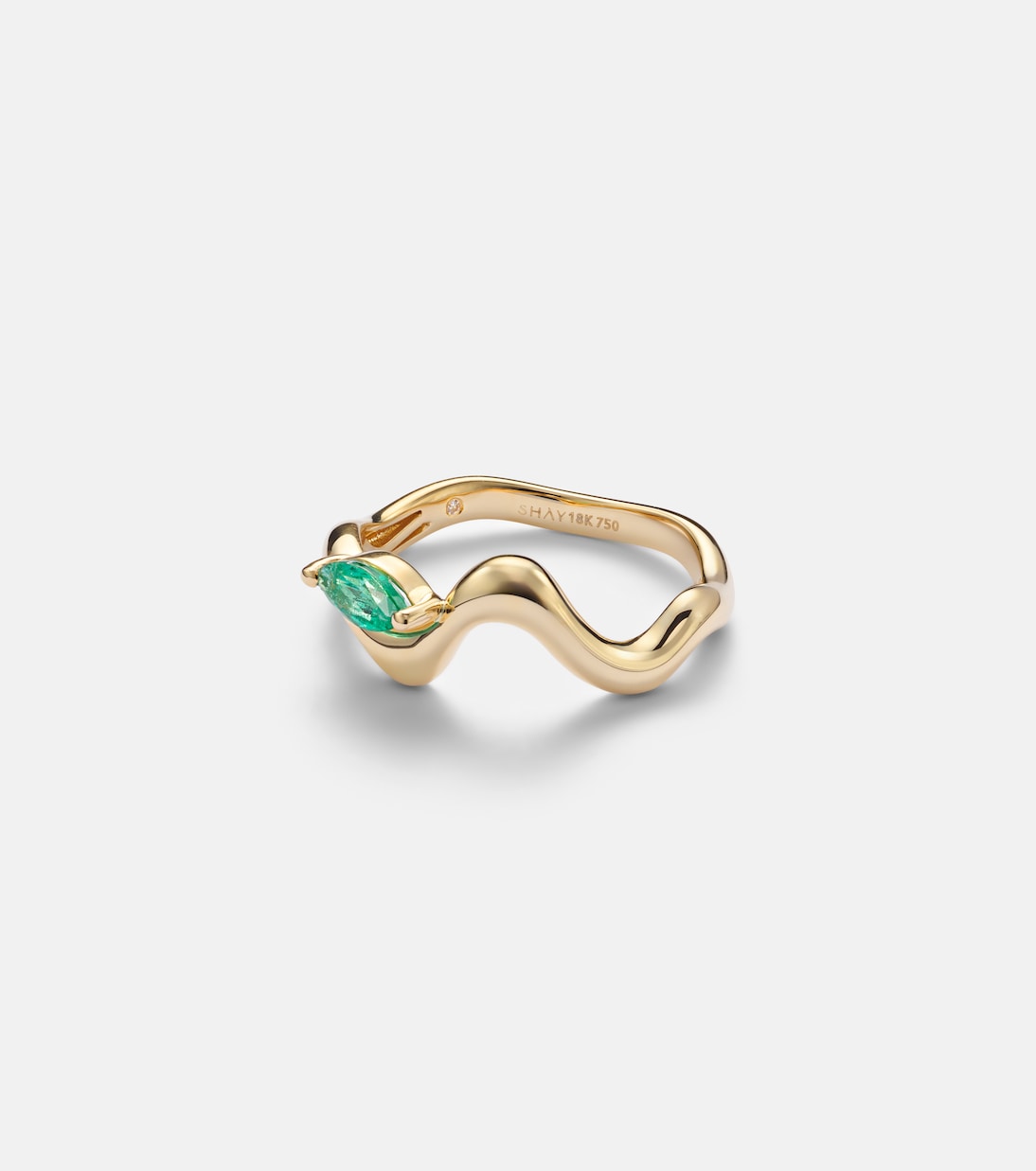Ring Wave aus 18kt Gelbgold (750/1000) mit Smaragd | Shay Jewelry