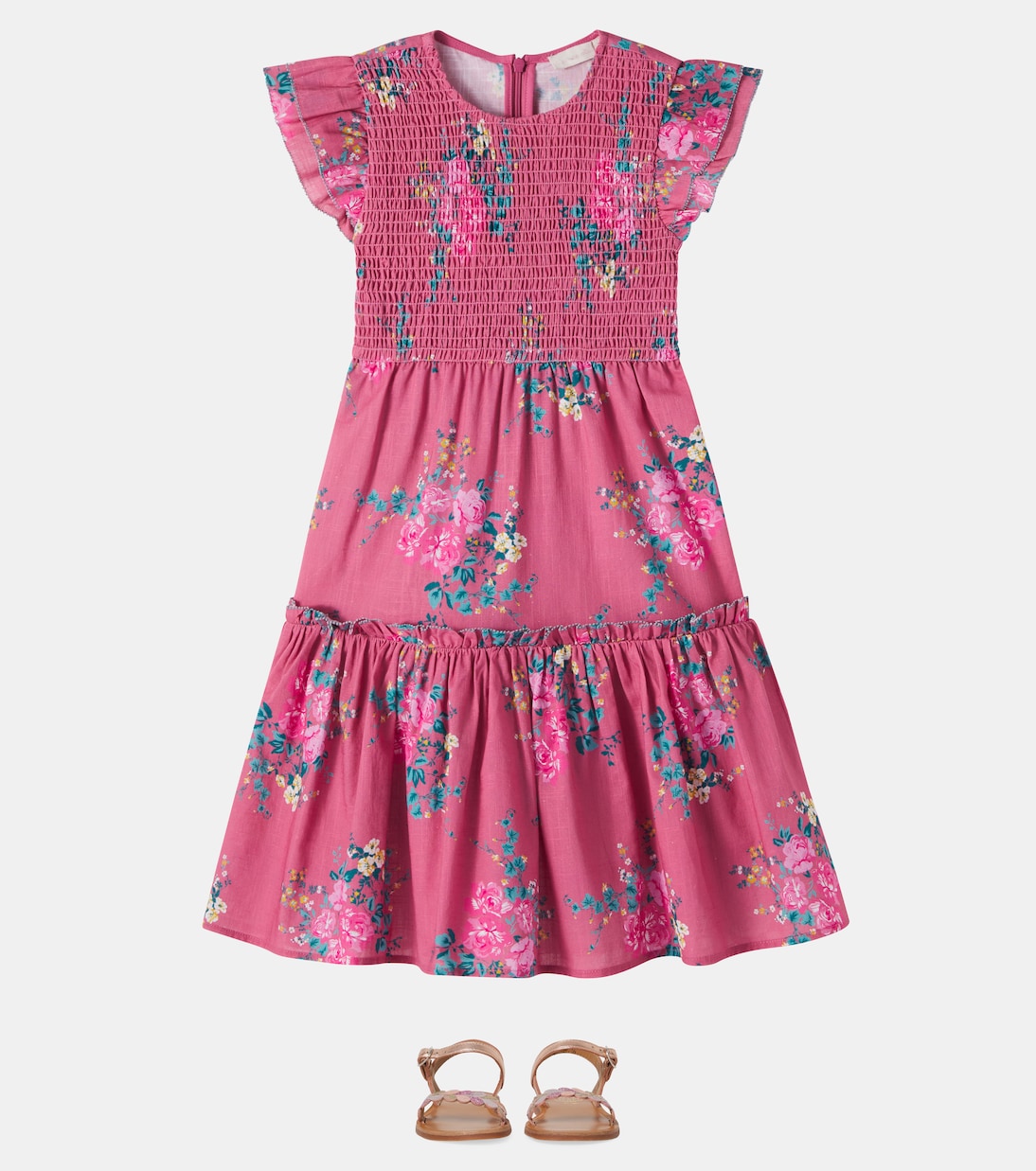 Ester floral shirred cotton dress | C'era Una Volta