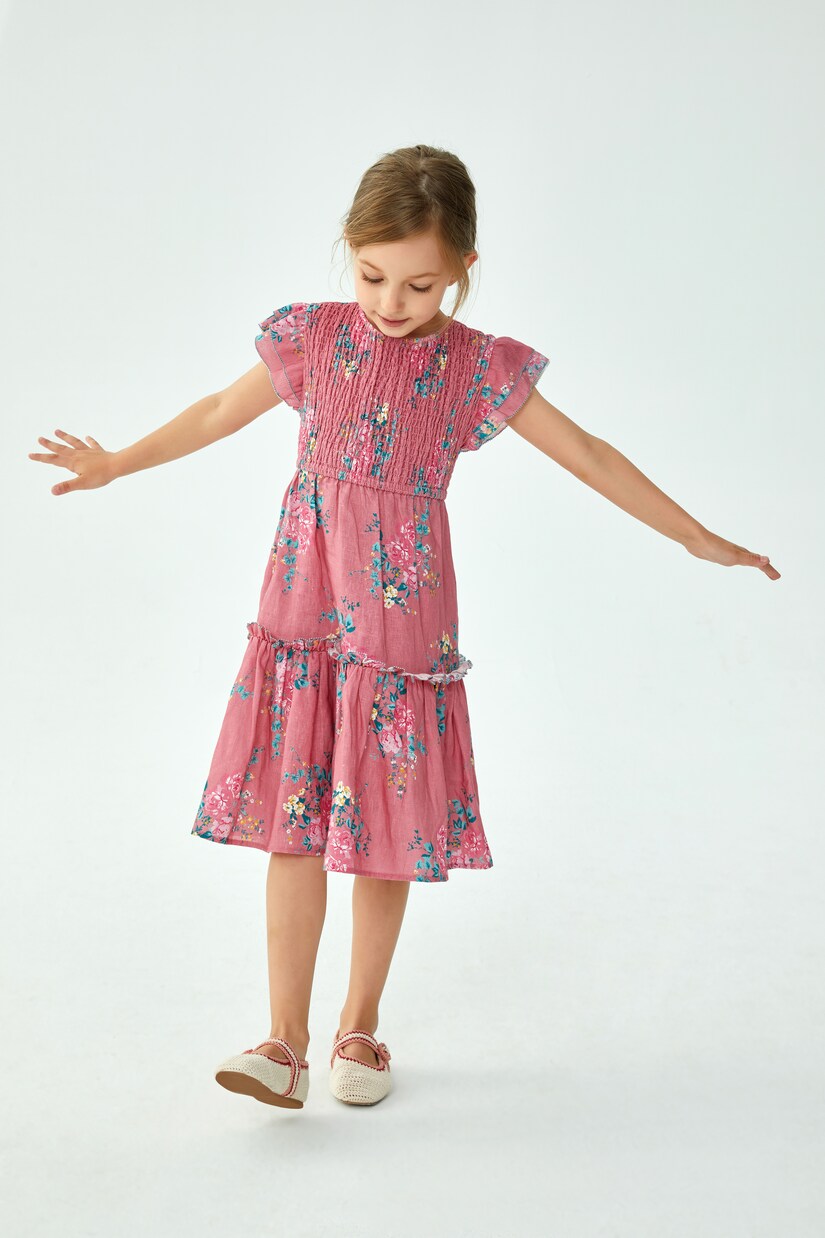 Ester floral shirred cotton dress | C'era Una Volta