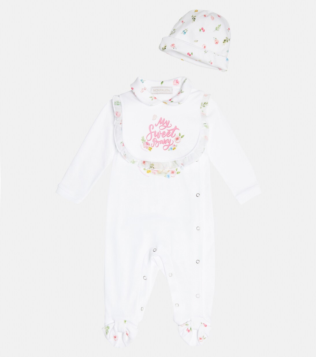 Baby - Tutina, bavaglino e berretto in cotone | Monnalisa