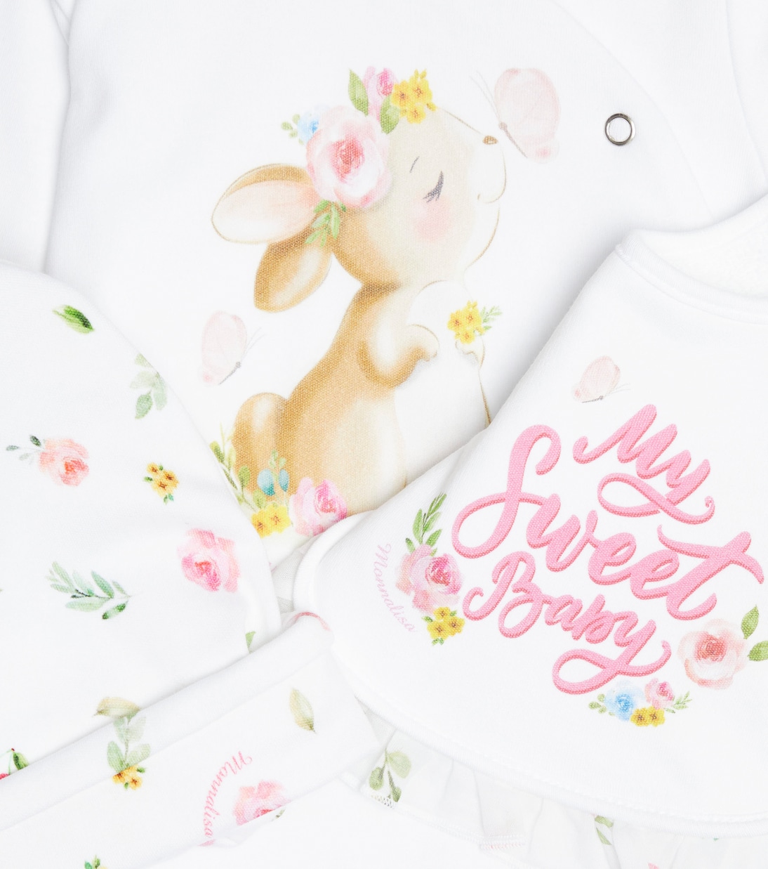 Baby - Tutina, bavaglino e berretto in cotone | Monnalisa
