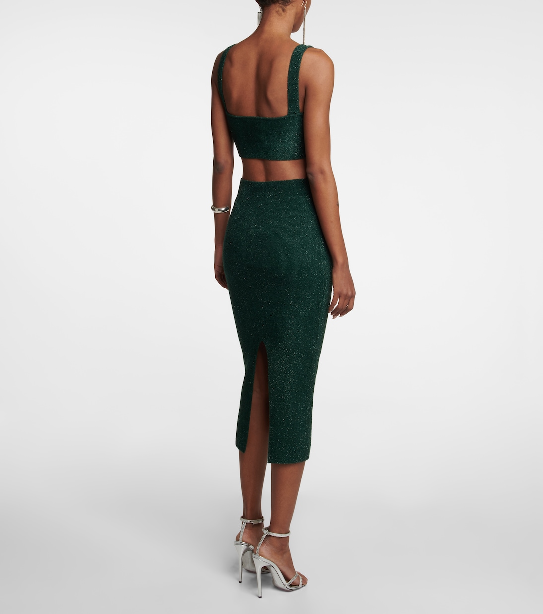 Falda midi Moonlight de punto metalizado | Galvan