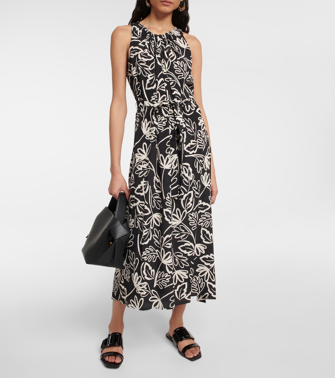 Bedrucktes Midikleid aus Crêpe | Velvet