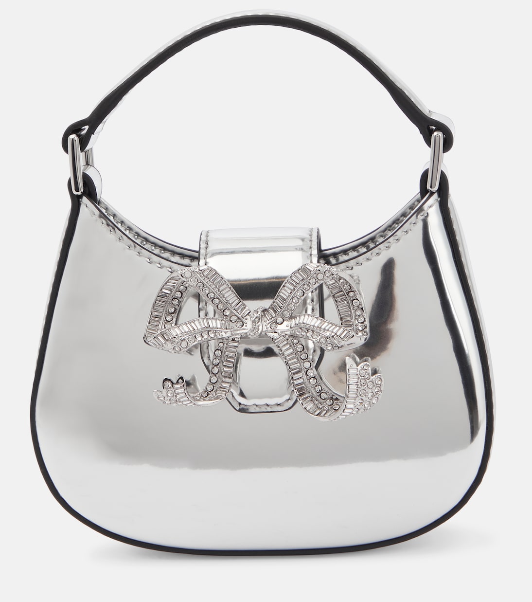 Tote The Bow Micro aus Metallic-Leder | Self-Portrait
