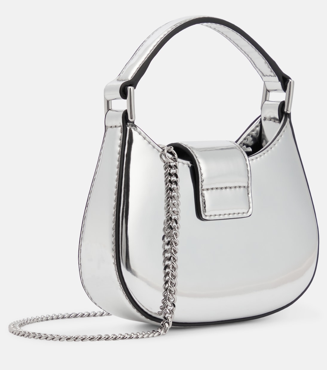 Tote The Bow Micro aus Metallic-Leder | Self-Portrait